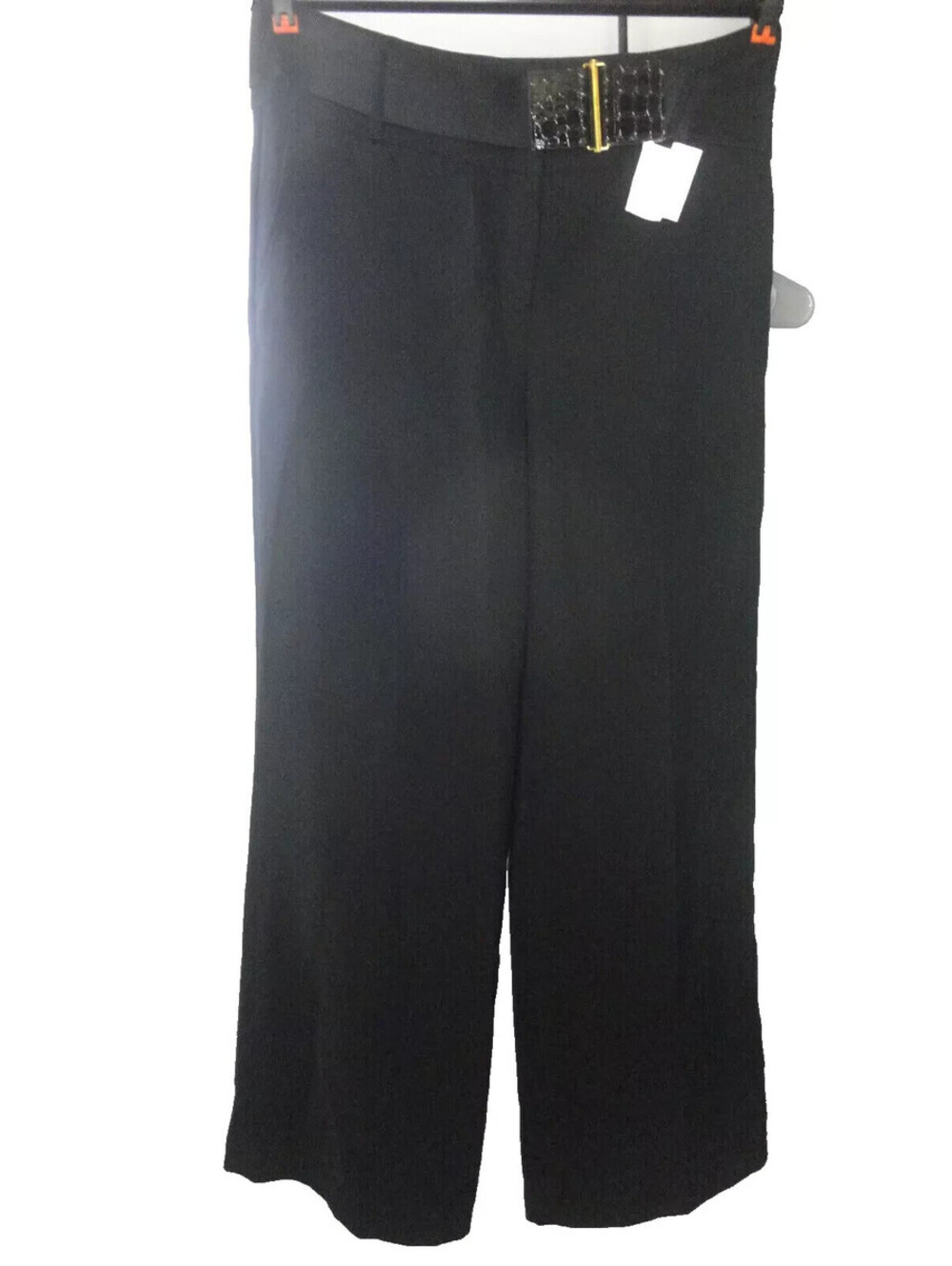 Alfani Womens Wide Leg Trouser Dress Pants w/gator Embossed Belt Black Size 10
